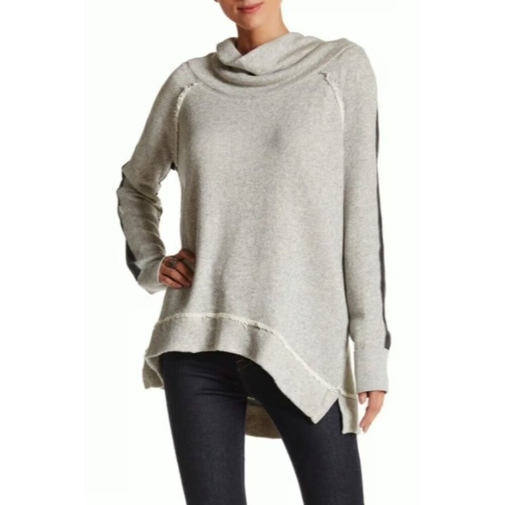Free People Yo Yo Cowl Neck Pullover Sweater Size XS‎ Gray Oversized Sweatshirt